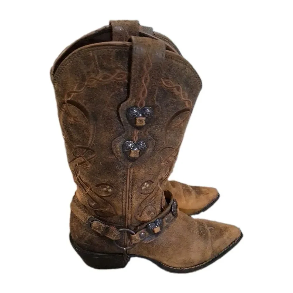 Crush by Durango Women's 7MBrown Heartbreaker BROWN LEATHER POINTED TOE Boot